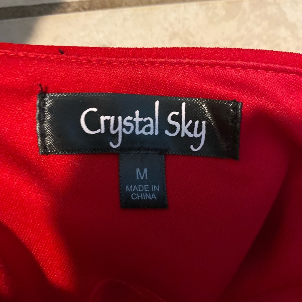 NWOT Crystal Sky Red One Shoulder Cutout Flared Leg Jumpsuit Size Medium - Picture 9 of 9